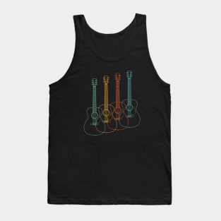 Four Concert Style Acoustic Guitar Outlines Retro Color Tank Top